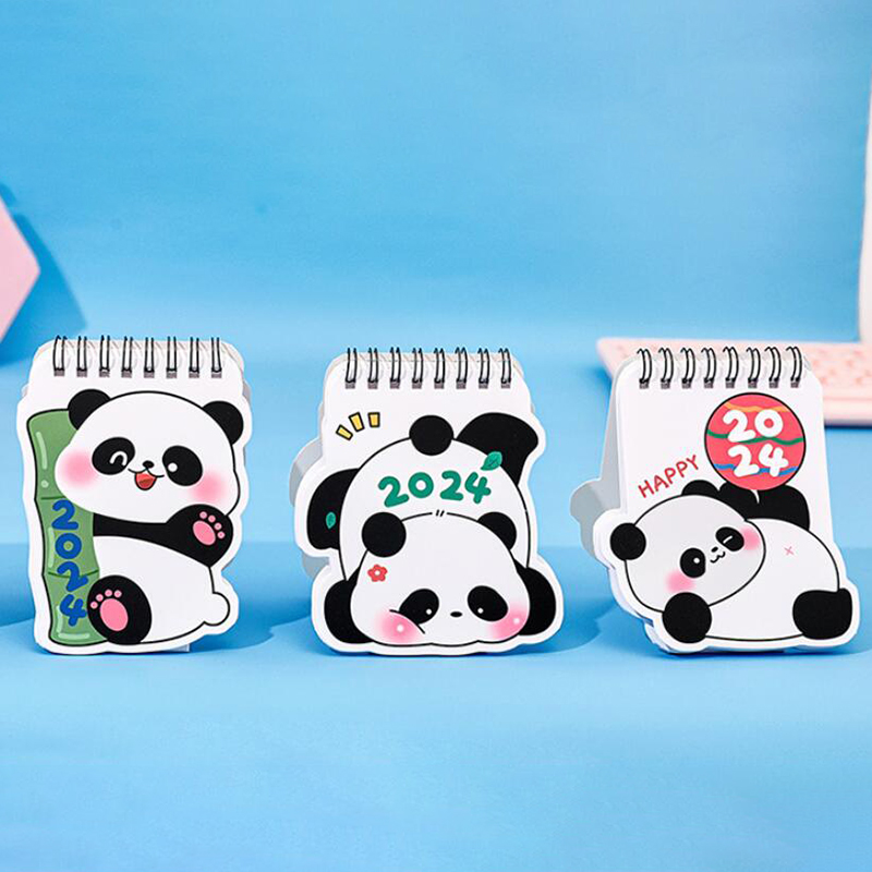 2024 Kalender Kawaii Panda Coil Desk Kalender Dual Daily Weekly jaarlijkse Agenda Planner Organizer Office Supplies 2023.06-2024.12