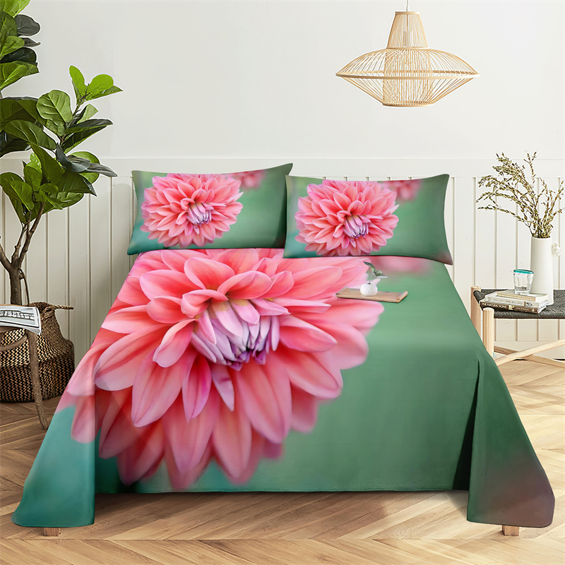 Fiori di fiori rosa Set di lenzuola bambini bambini con lenzuola focera da letto e cuscino letti in letti foglio piatto foglio