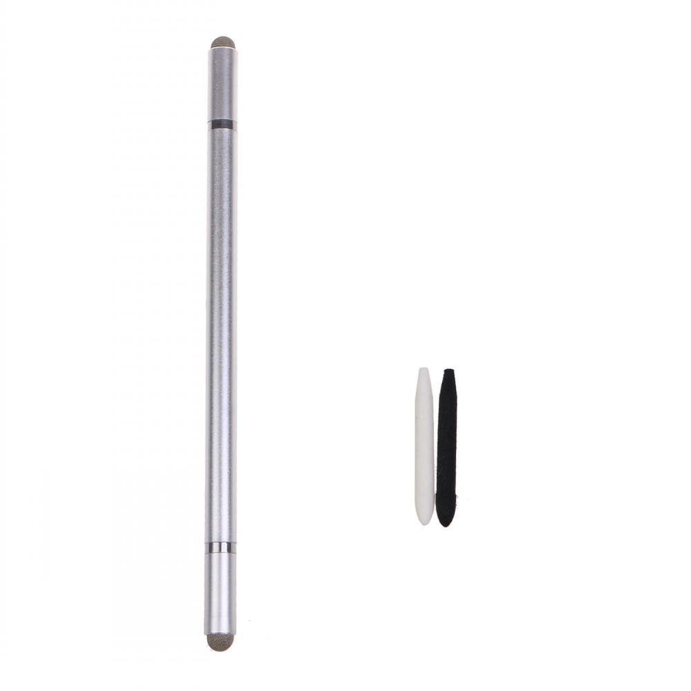 4in1 Ronde Dual Tips Capacitieve touchscreen Pen Dual Heads eindigt metalen stylus pen voor mobiele telefoontablet Drawing pen
