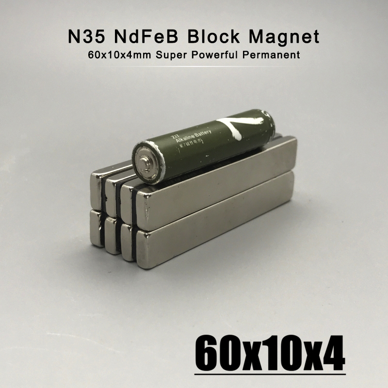 1/2/5/60x10x4mm Neodymio Materiale 60*10*4mm NdfeB N35 magneti magneti a blocco forte materiale magnetico imano 60*10*