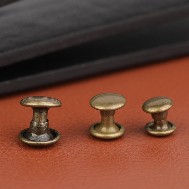 100 st/väska metall dubbelkap nitar för läderreparationsinställning Diy bagage metall hantverk rund nit hantverk skruv nagelband