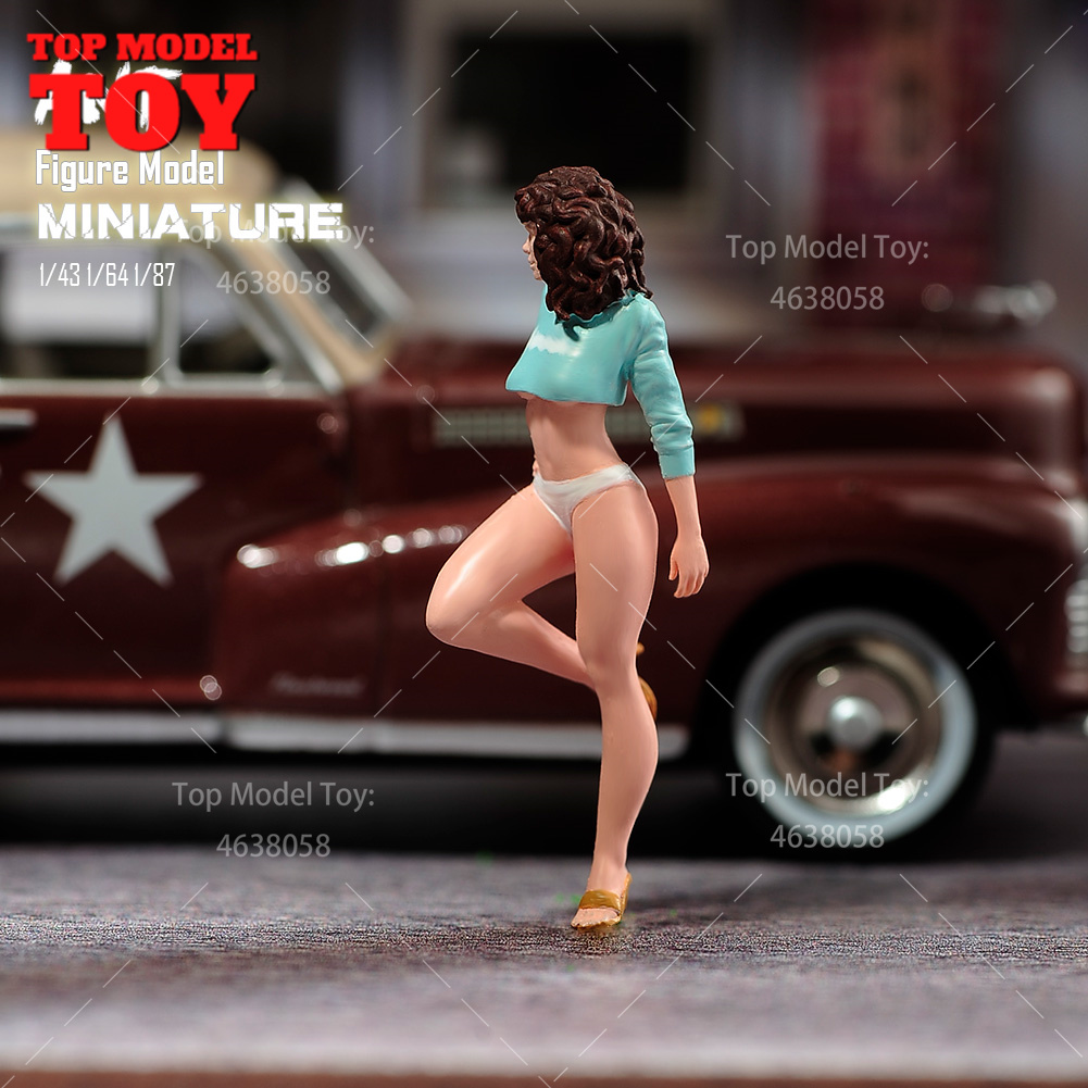 Miniaturas pintadas 1/64 1/43 1/87 STAP SEXY BENIDA MULHER MULHER feminina Figura Dolls Modelo sem pintura para carros Veículos Toy