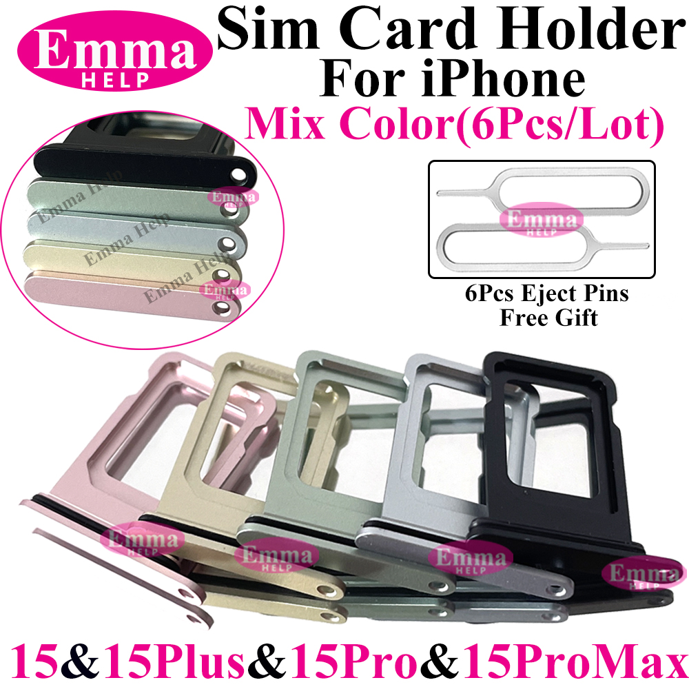 Original SIM Card Holder Slot Adapter Drawer para Apple iPhone 15 Plus Pro Max Dual Single SIM Bandeja Titular