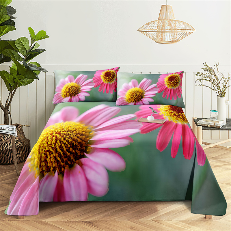 Fiori di fiori rosa Set di lenzuola bambini bambini con lenzuola focera da letto e cuscino letti in letti foglio piatto foglio