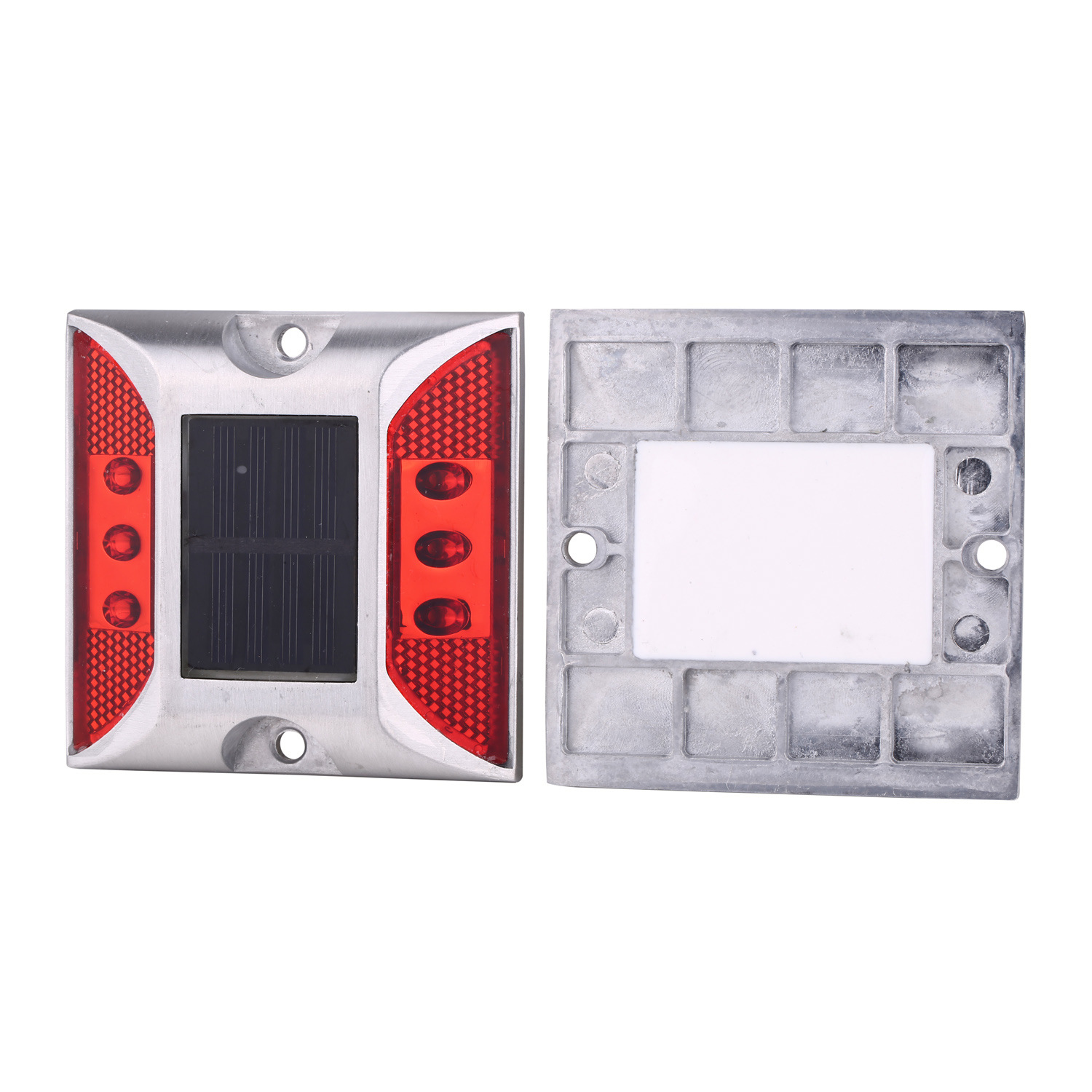 KOOJN LED Cast Aluminum Small Square Solar Energy Road Stud Lamp Highway Double-sided Reflective Road Stud Lamp