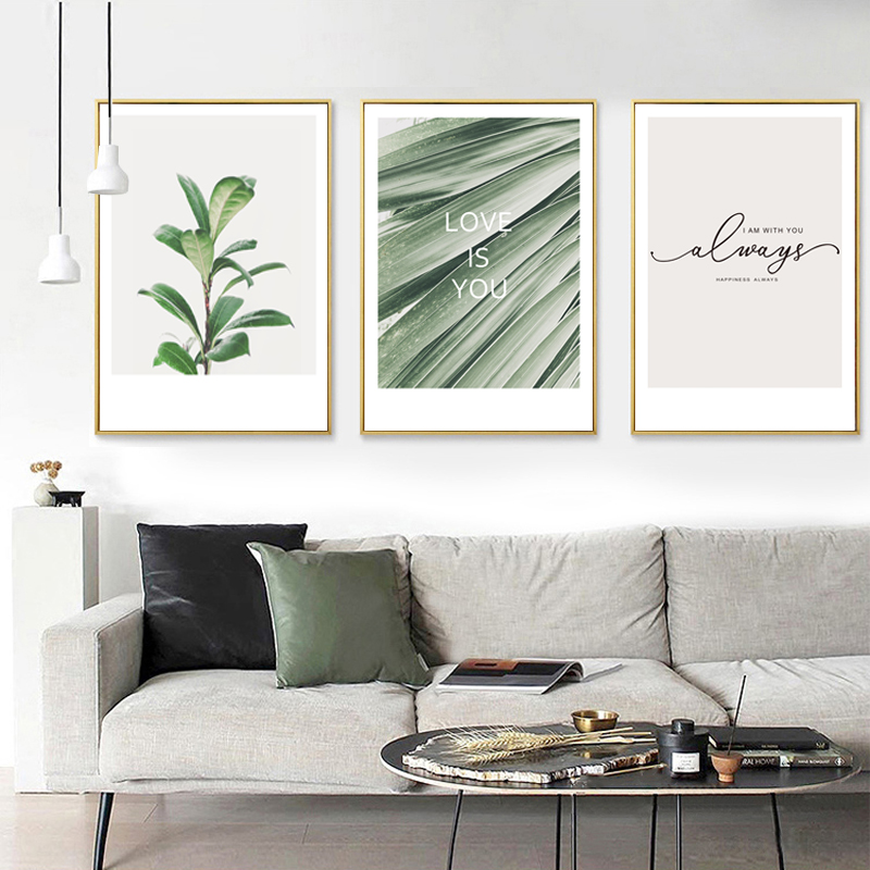 Grüne Palm Jasmine Blume Liebe Zitate Wandkunst Leinwand Malerei Nordische Plakate und Drucke Wandbilder für Wohnzimmerdekoration