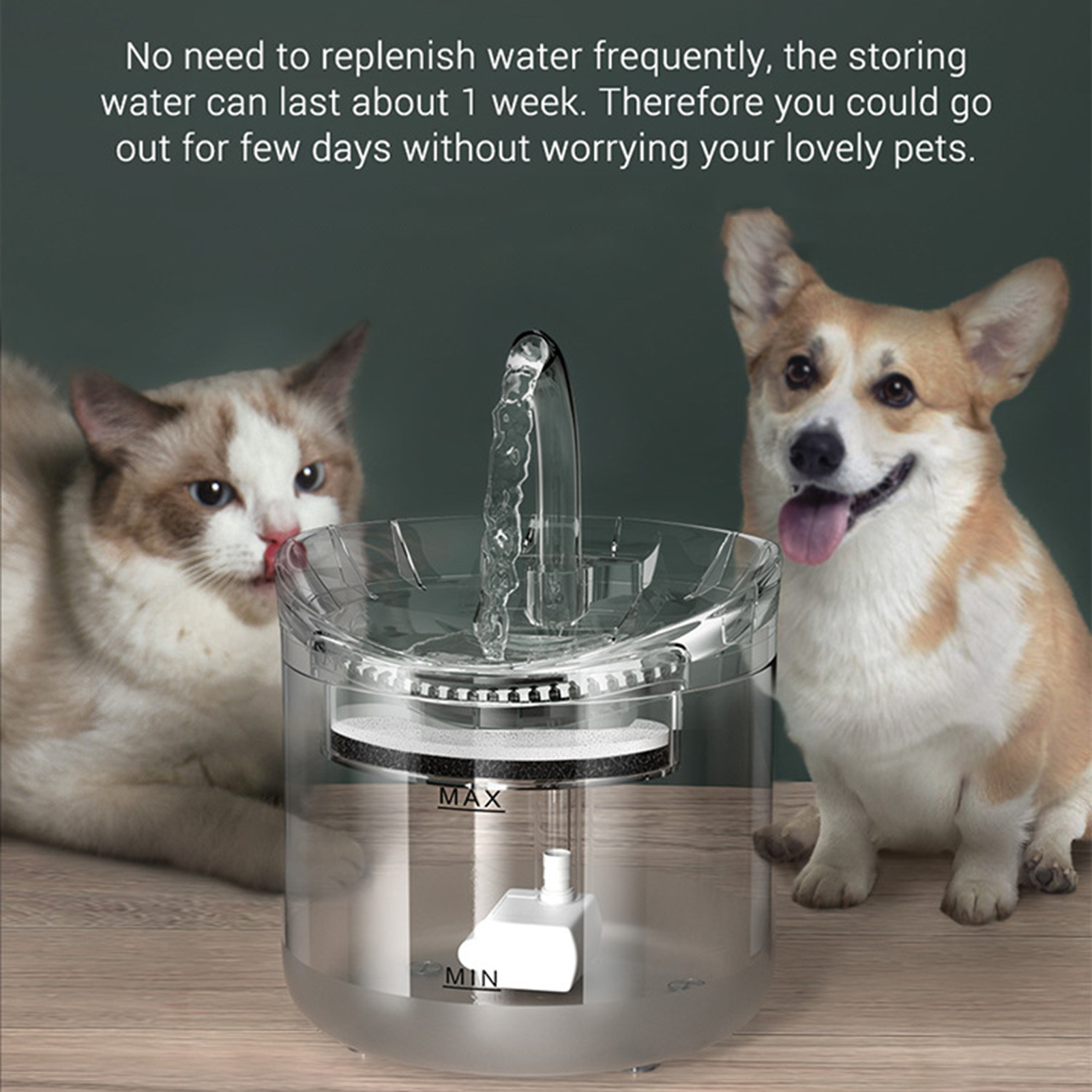 Cat Water Fountain Dog Water Dispenser 2L Super Quiet Automatic Pet Drinking Fountain 2 Water Flow Modes for Multiple Pets