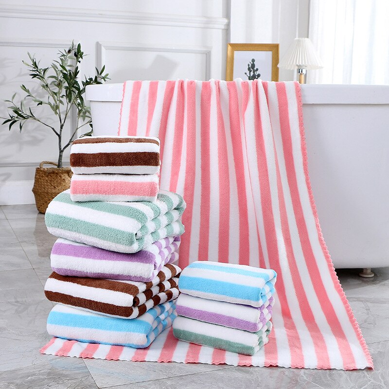 Coral Fleece High density Cationic Striped Bath Bath Towel Warp Tricoted Absorbant Towel Ensemble de serviettes