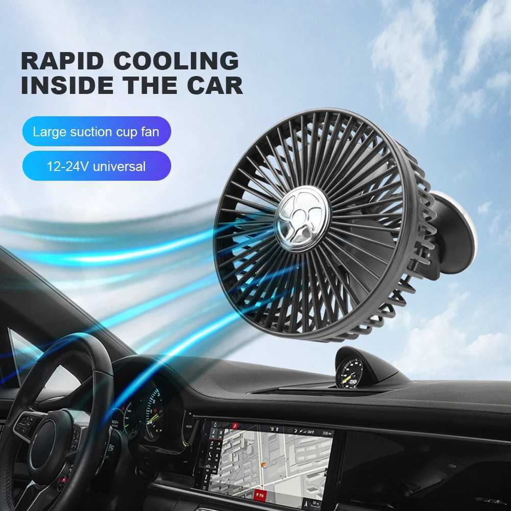 Elektrik Fanları 12V/24V Mini Elektrikli Araç Fanı Düşük gürültü yaz otomatik klima 360 derece döner soğutma fanı arabası serin koltuk ventilador