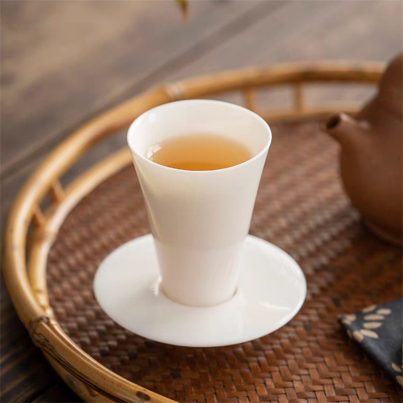 Small Capacity 45ml Suet Jade White Porcelain Espresso Cup With Saucer Creative Personalized Coffee Tea Cup Set Drinkware