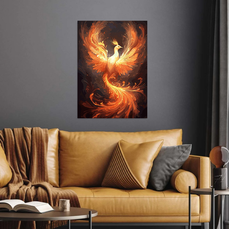 Phoenix Divine Bird Målning Canvas Poster Magic Animal Wall Art Bild för vardagsrum sovrummet lekrum baren heminredning gåva