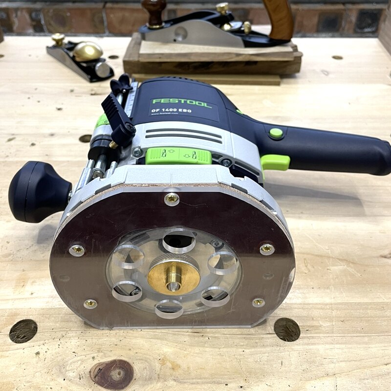 Modelo de roteador de latão Buchas guia com orifícios prolongados+placa de base redonda para festool of1400