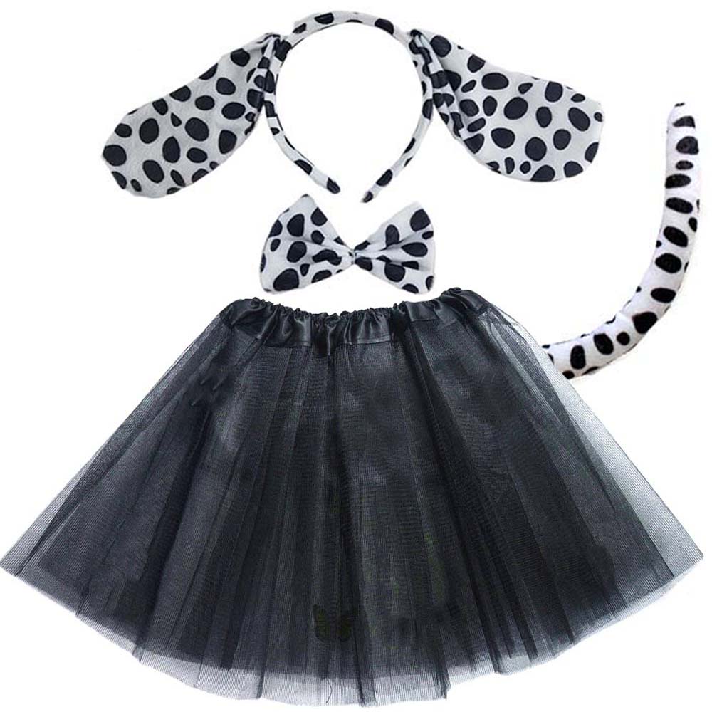 Black Dog Animal Headband Tutu Skirt Kids Party Gift Props Birthday Headwear Tail Bow Tie Halloween Costume Cosplay