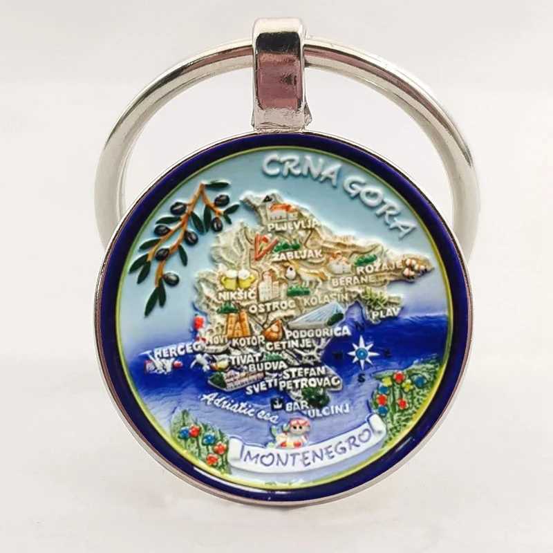 Anelli chiave FAMBINE 25mm Keechain Europa Mediterranea Grecia Spagna Francia Glass Disegno Disegno di portachiavi uomini e donne Regali di gioielli 240412