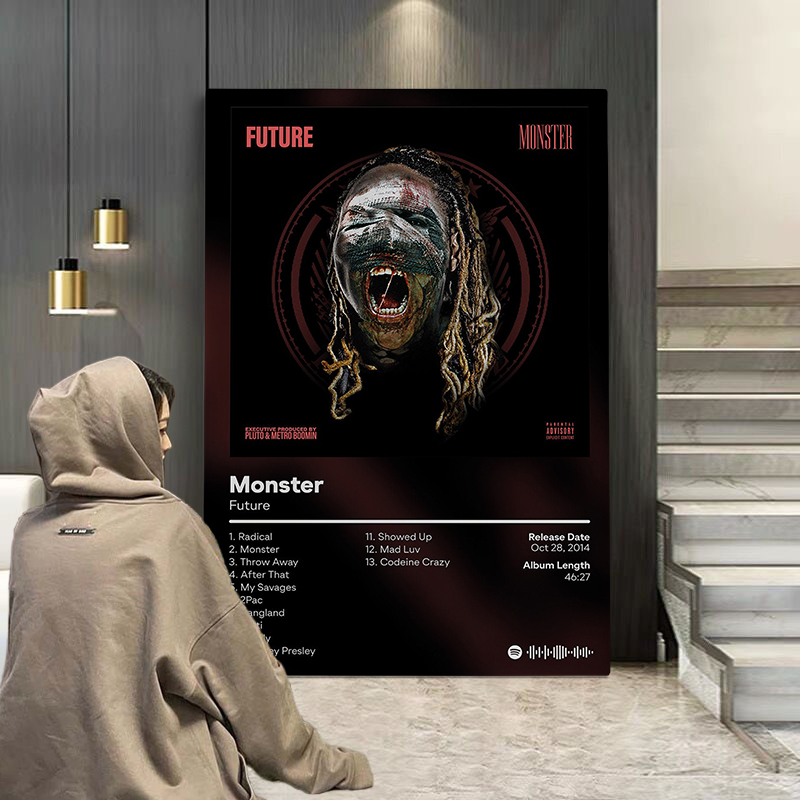 Pop Rap Music Album Cover Future Poster Rappeur esthétique Hip Hop Rock Rock Monster DS2 Pluto 3D Canvas Impression Wall Art Home Room Decor