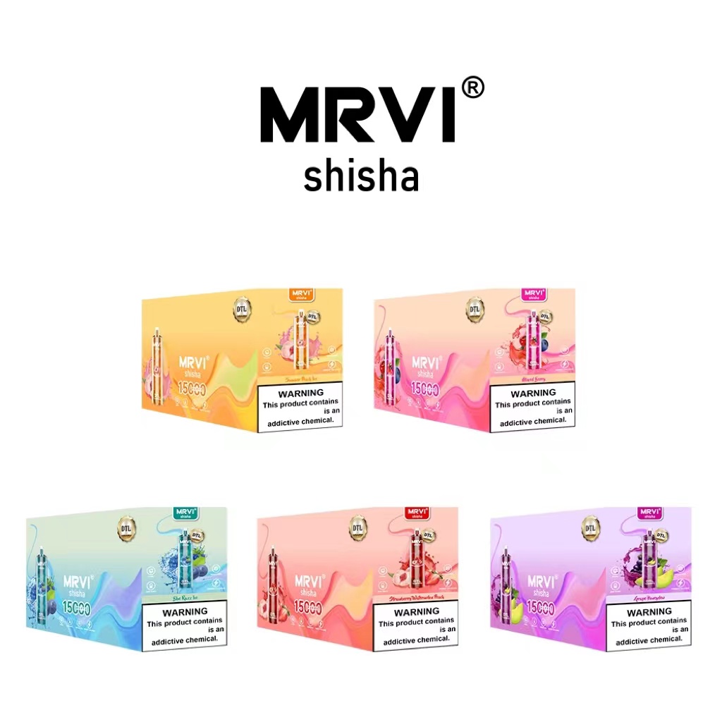 오리지널 MRVI SHISHA 15000 퍼프 12000 10000 SHISHA DTL vaping 스타일 일회용 vape 펜 도매 공장 가격 무료 배