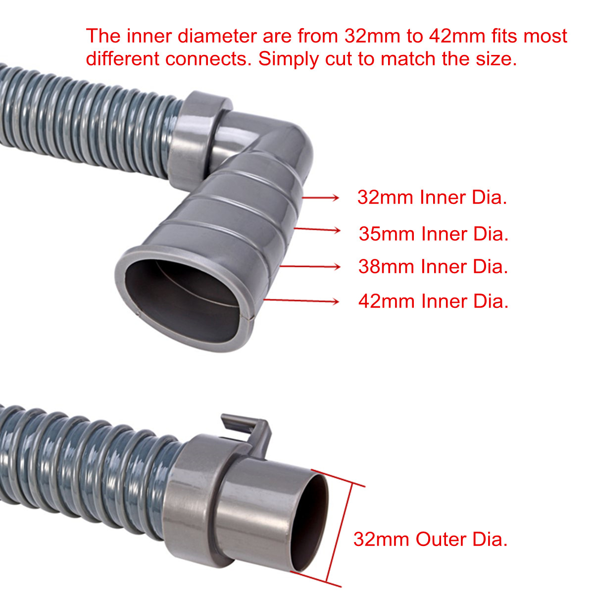 2/3/4/5m lavatrice lavastoviglie Drenante Drenpe Acqua di scarico Expel Tubi di scarico trainquente Drenio Flexibile Fitta 32-42 mm