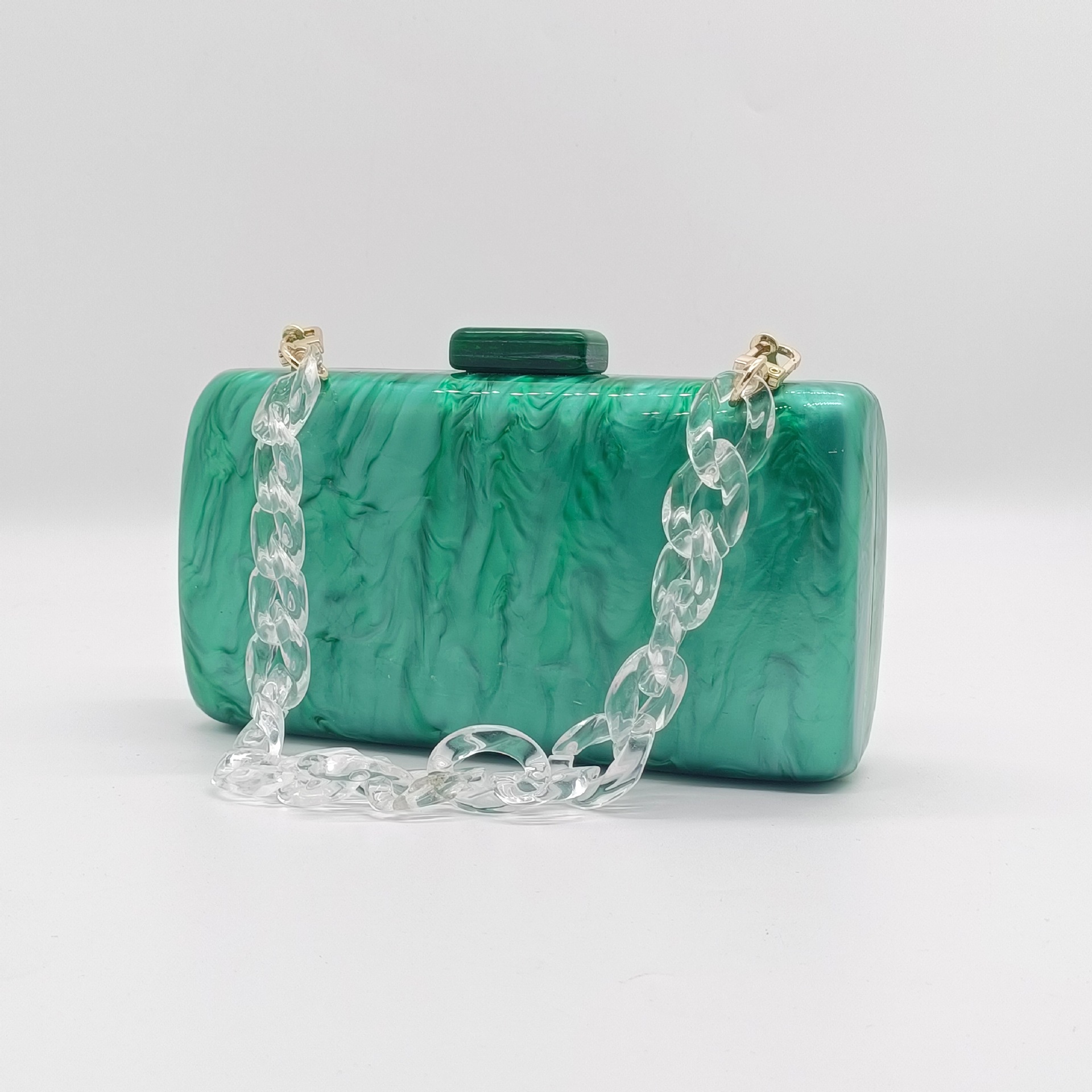 Xiyuan Women Green/Purple/White Acryl Box Avond Handkoppelingszak voor bruiloft Nieuwe luxe boetiek cadeau portemonnees en handtassen dames