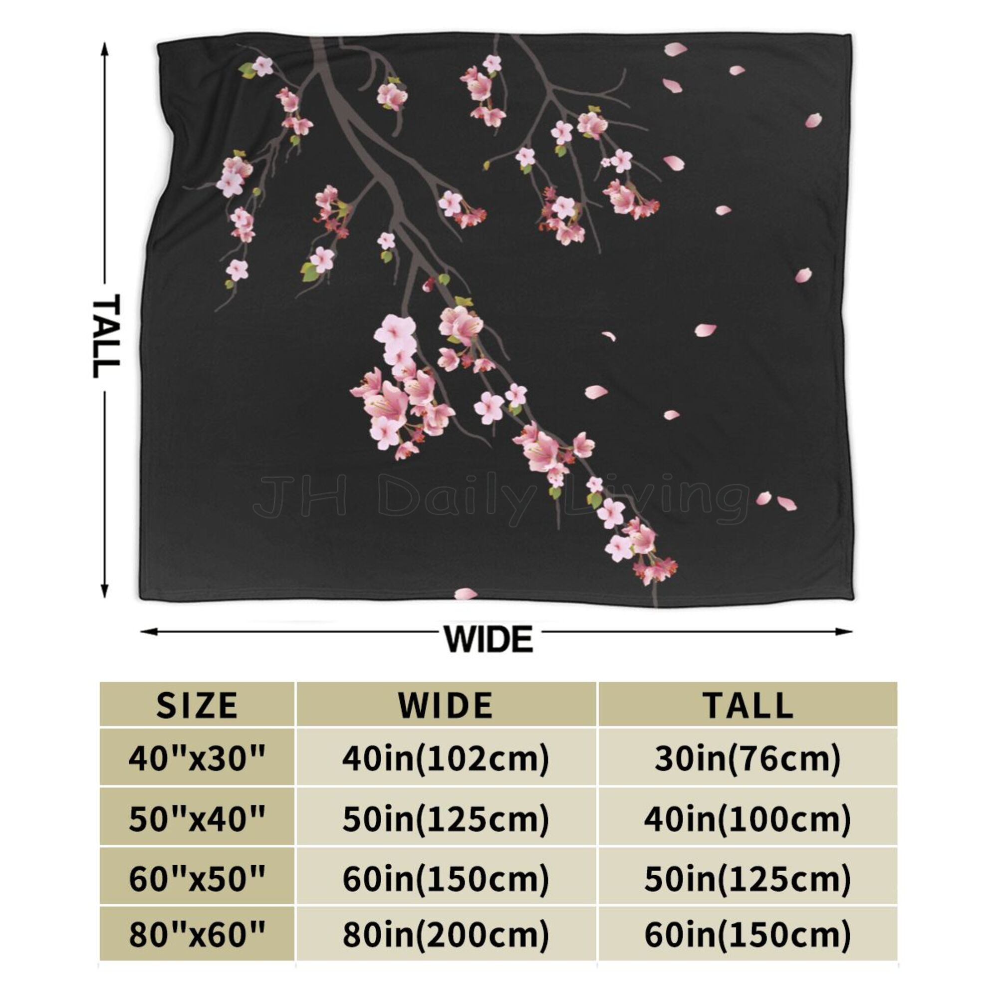 日本の桜の花のプリントスローブランケット暖かいウルトラソフトマイクロフリースブランケットベッドソファリビングルームサクラブランケット