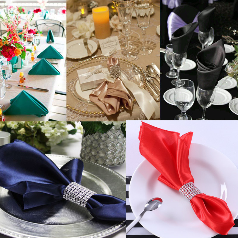 45 x 45cm Satin Table Napkins Banquet Dinner Napkin Cloths Handkerchiefs For Hotel Event Party Wedding Decoration