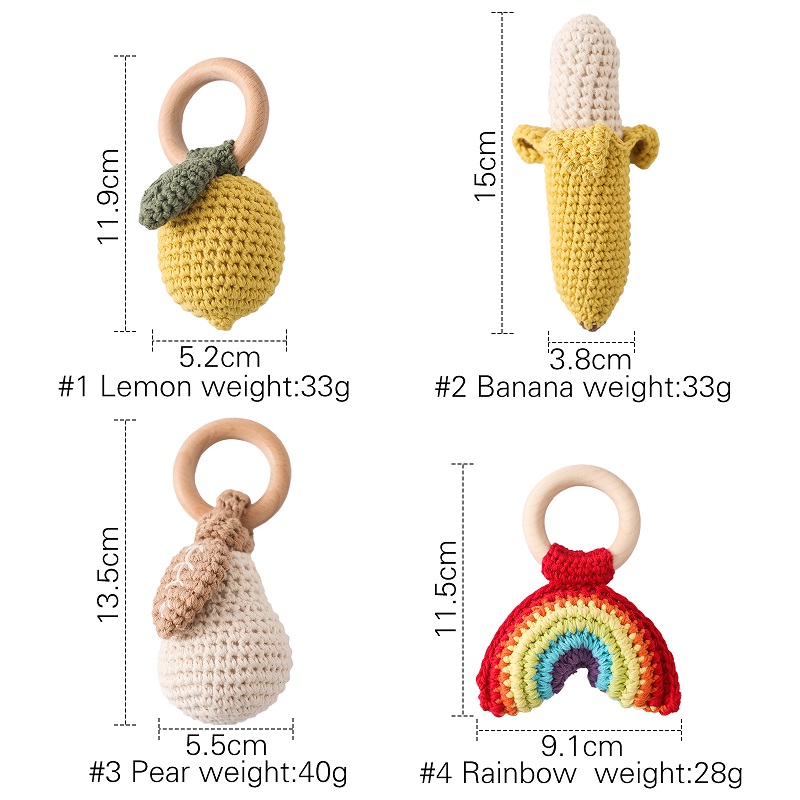 Baby Crochet Rattle Montessori Toys Bracelet en bois Bracelet de jeu de gym