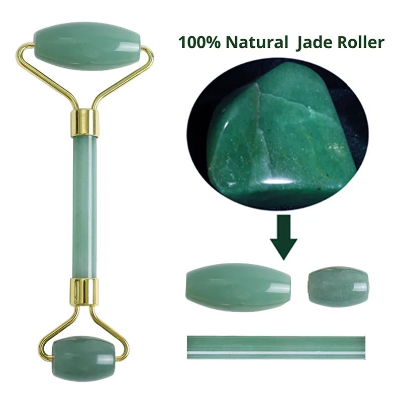 Aventurine Jade Roller Sleep Eye Mask Natural Stone Face Roller Massager Gua Sha Scraper Cold Therapy Eyes Curtain Beauty Tools