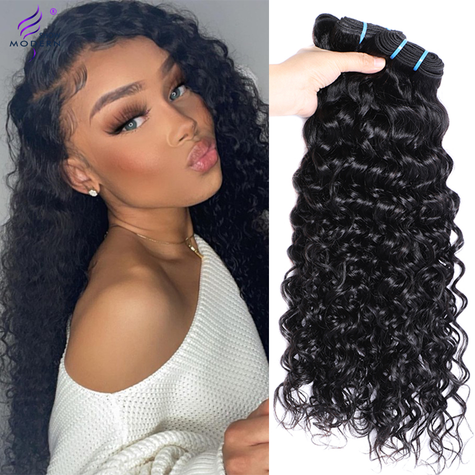 Modern Show 30 32 Inch Water Wave Bundles Remy Hair Extensions Natural Black Bundles Brazilian Weave 1/3/100% Human Hair