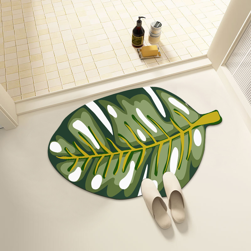 Forma de baño de la hoja alfombra de baño absorbente irregular alfombra de baño sin desliz