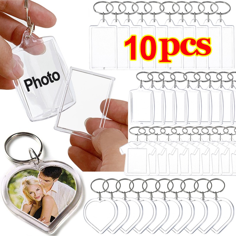 5/acrílico Keyring Clear Blank Imagem pingente foto moldura de chaves de chaves de chaves inserir chaveiro personalizado