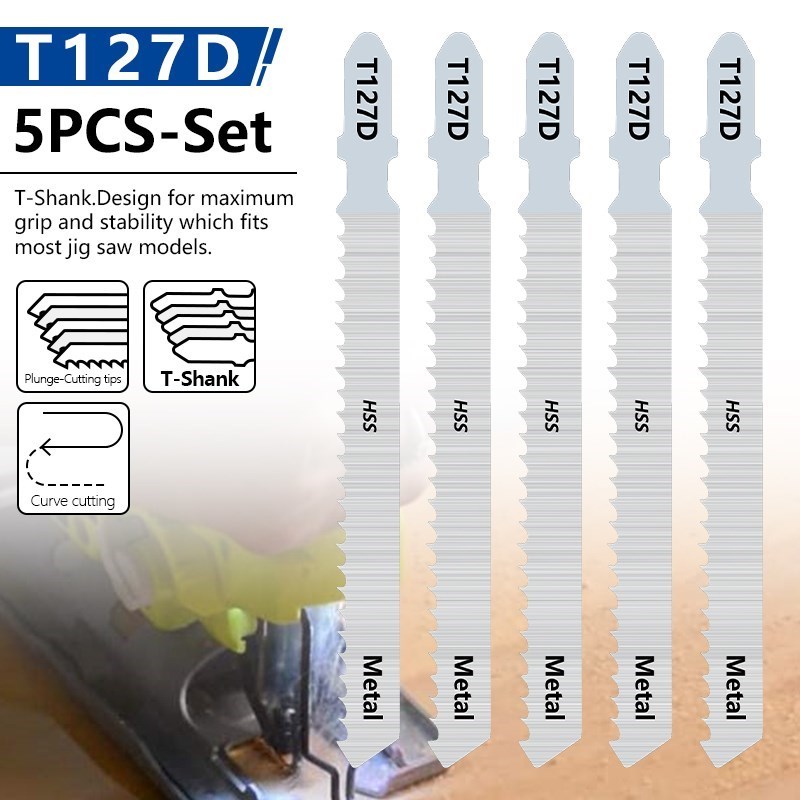 톱날 5/HSS/HCS 지그 톱날 T127D 곡선 절단 핸들 틀리 목재/금속 절단 도구
