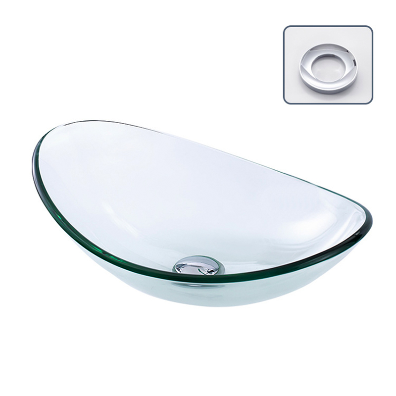 Ванная комната Washbasin Countertop Стеклянная раковина Санигитарная посуда Прозрачная хрустальная раковина отель Nordic Art Basin с водопадом