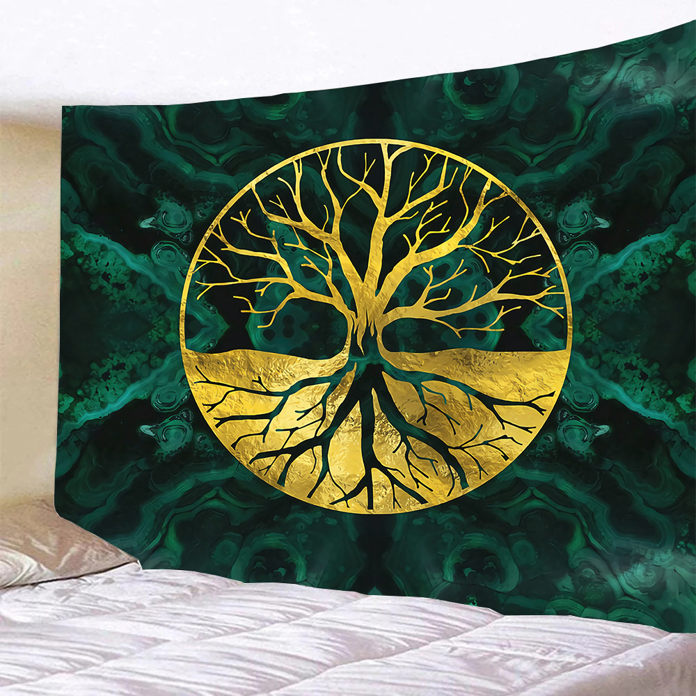 Mystérieux arbre de vie des champignons Forest Tapestry mur suspendu conte de fées bohème psychédélique de dortoir de dortoir décor