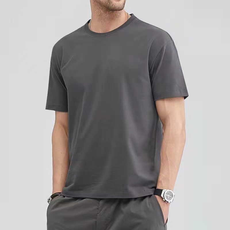 T -shirt för män sommar bomullstoppar fasta färger tomma