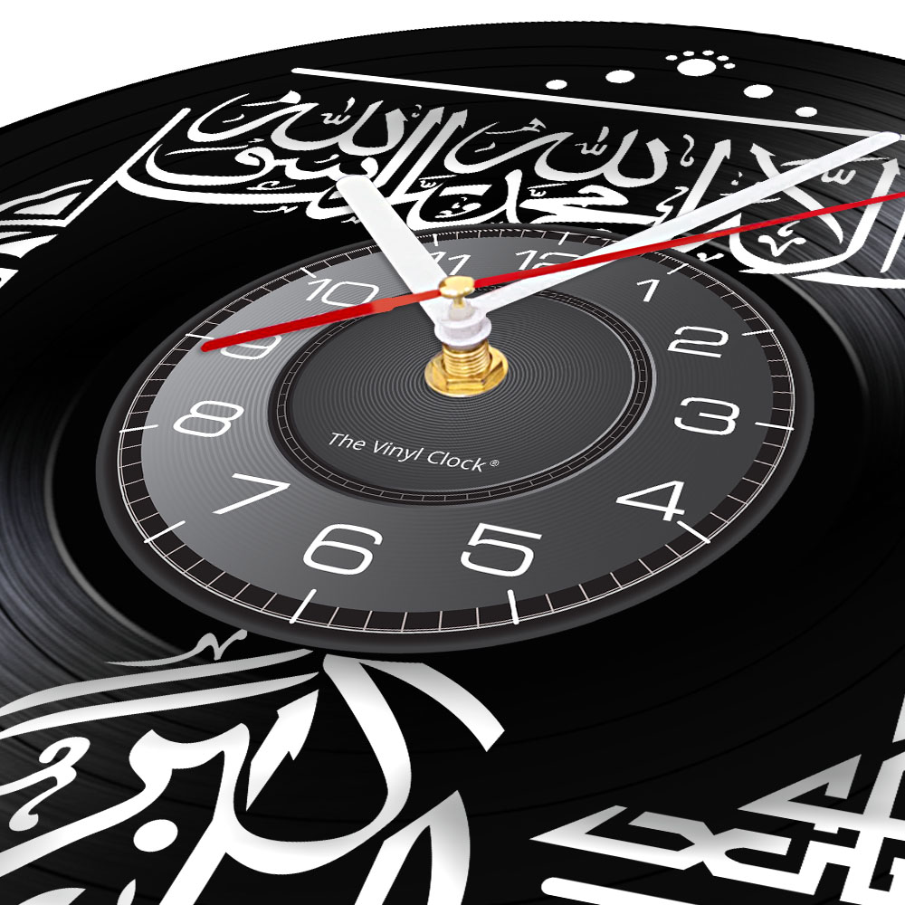 イスラムコーランビニールレコードウォールクロックラマダン宗教家の装飾イスラム教アラビア語書道壁アートサイレントクォーツ時計時計