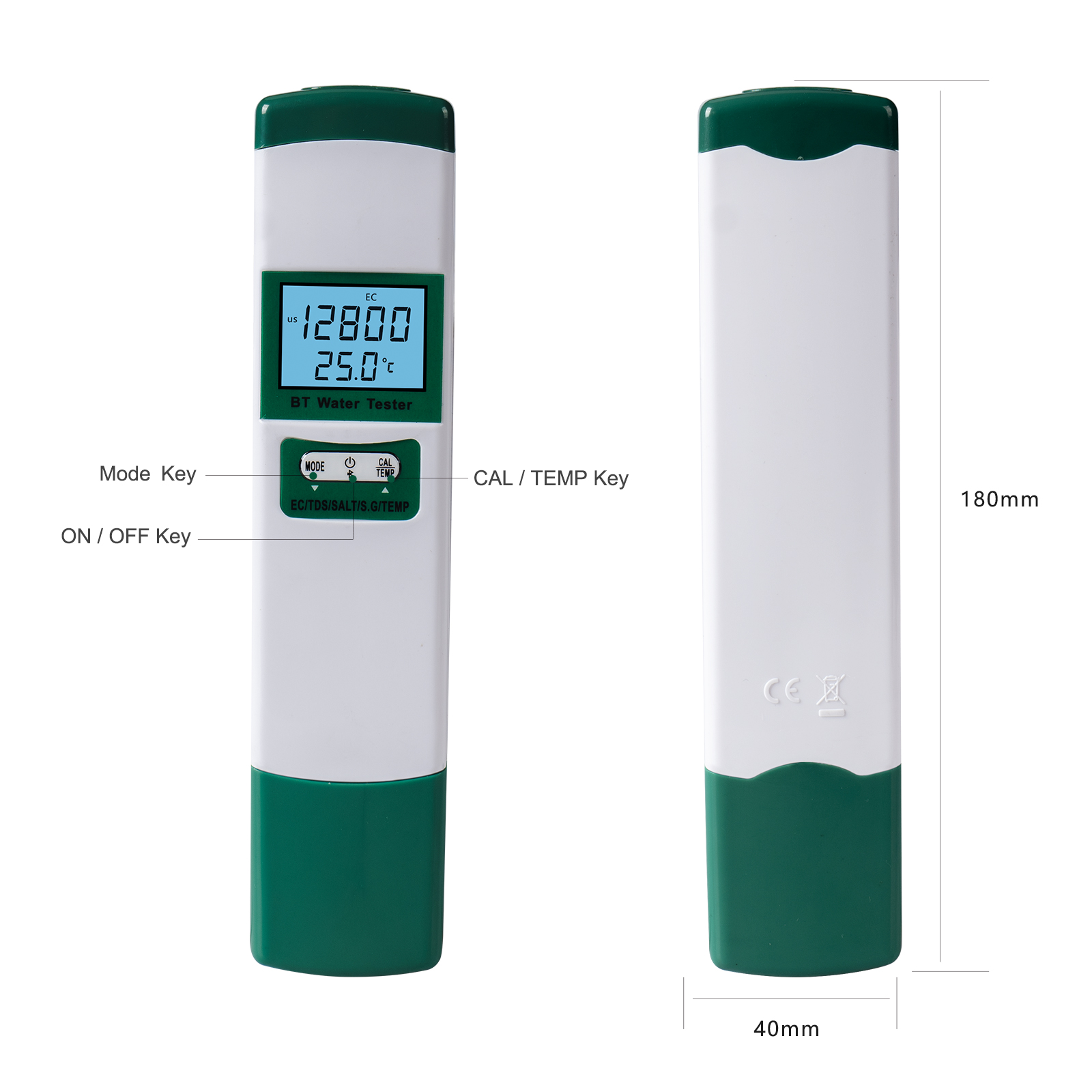 5 po en 1 Test de qualité METTER METTER EC / TDS / SALT / S.G / TEMP METER pour l'eau avec un rétroéclairage LCD Affichage des kits de test d'eau haute précision