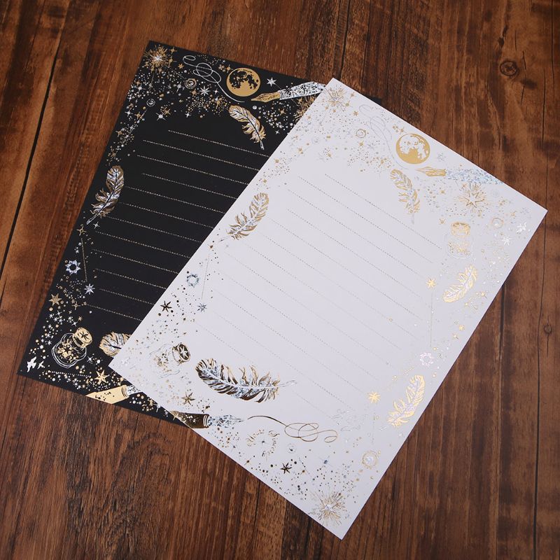 high-end vintage bronzing Feather Blessing Letter Paper Pad Writing Office School Supplies