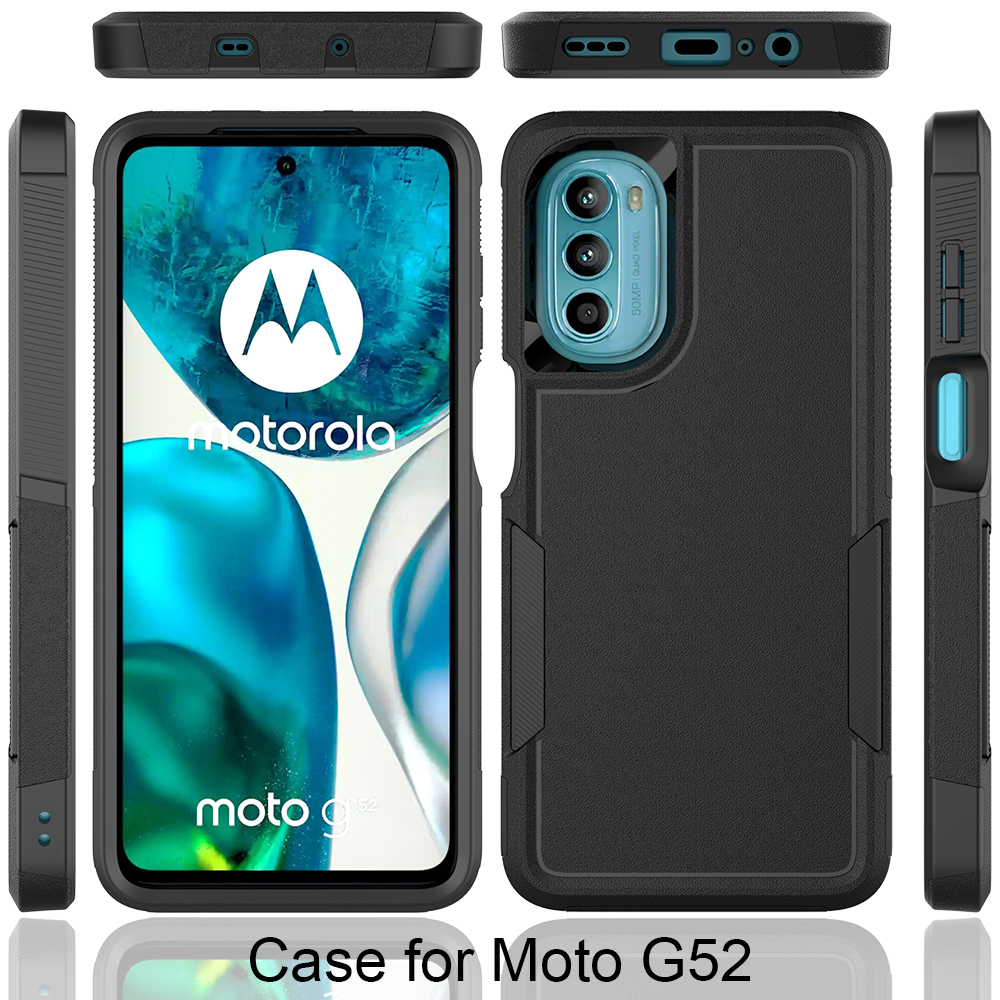 Caixa de telefone à prova de choque de armadura pesada para Motorola Moto G52 G82 6,6 polegadas TPU macio moldura de plástico rígido Fundas de capa traseira