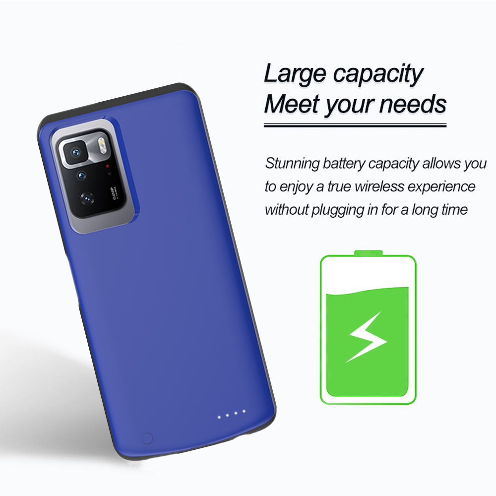 6800mAh Slim Smart Battery Charger Case pour Xiaomi Redmi Note 10 Pro 5G Couverture de banque de caser
