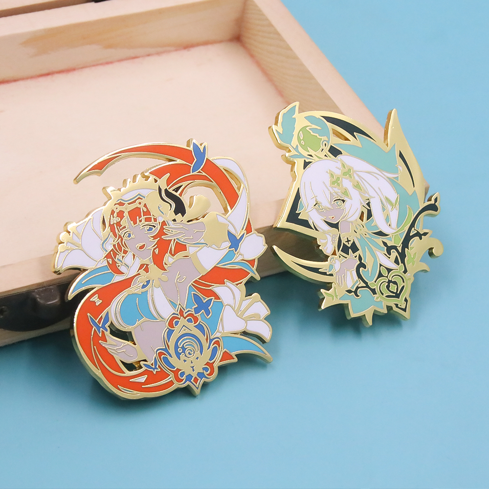 New Genshin Impact Nahida Nilou Diluc Yanfei Enamel Pins Brooch Anime Abedo Yae Kamiko Arataki Figure Badge Brooch Game Jewelry