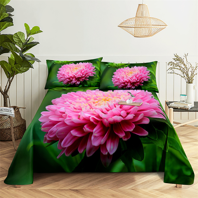 Muhteşem şakayık kraliçe seti set çocuk kız oda çiçek yatak set çarşı ve yastık kılıfları yatak düz tabaka tabakası seti