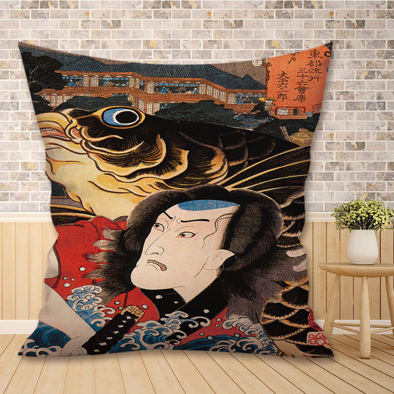 Japon samuray yastık kılıfı dövmeli hippi yastık kasa dekor ev yatak odası yatak kanepe oda çift kişilik yatak yastıkları kapak 45x45 cm