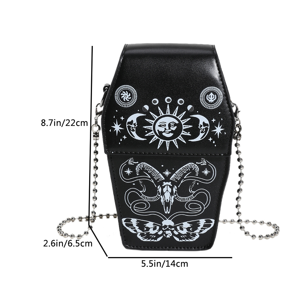 Halloween mönster nyhet kista mobiltelefonpåse mångsidig pu läder crossbody väska gotisk trendkedja lyftsäckväska