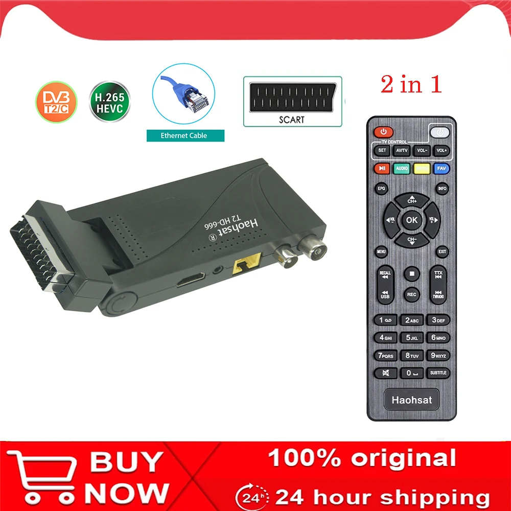 Finder Haohsat DVB T2HD666 Scart HD Digital H.265 Wi -Fi HEVC 10 -битный телевизионный приемник для Италии/Германии/Франции/Испания Россия Россия