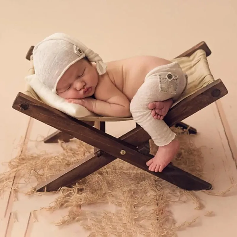 Красочная ретро -кровать пляжная палуба стул складной кресло многофункциональный диван новорожденный детская фотография реквизит съемки студии аксессуар