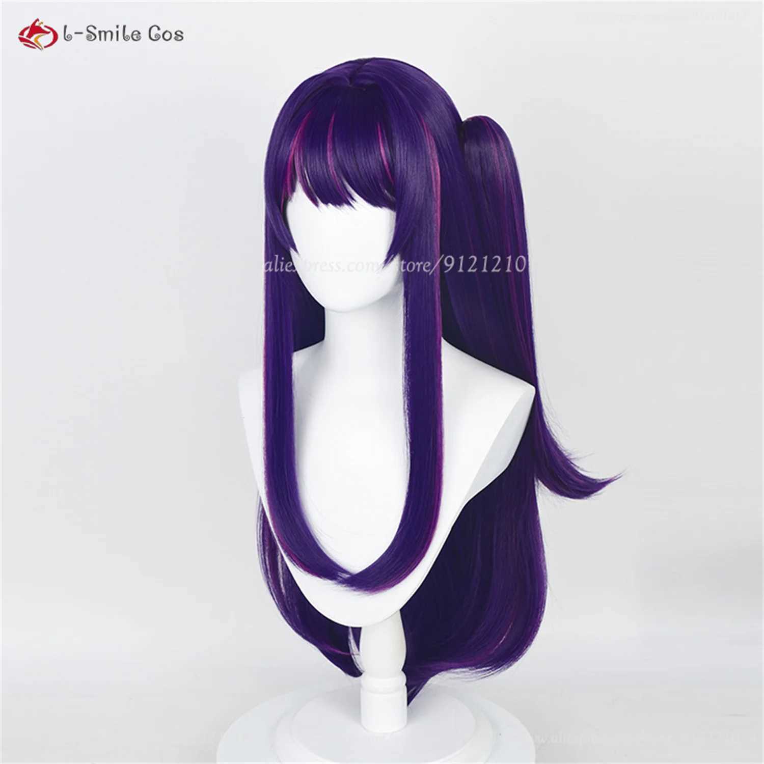 Anime kostiumy Wysoka jakość hoshino ai cosplay peruka anime cosplay 80cm fioletowa peruka różowa róża różowa peruka z odporną na hair do nakrycia głowy imprezę do włosów 240411