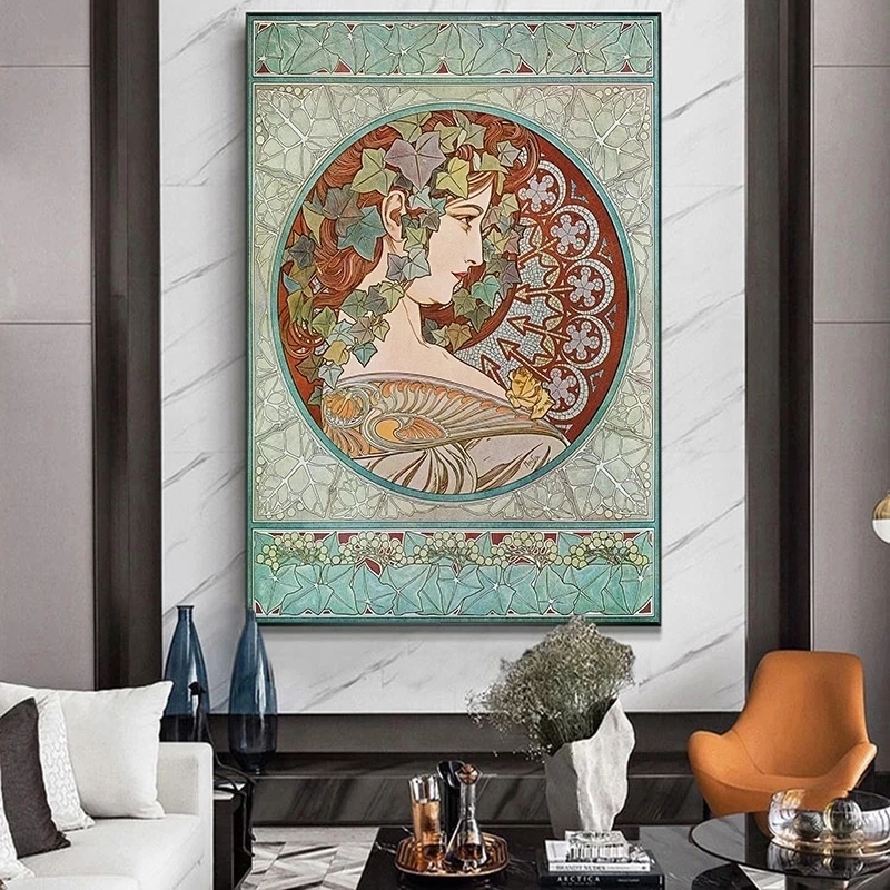 Alphonse Mucha Series vintage femme œuvre d'art toile peinture affiche esthétique HD imprimer mur images salon décoration de maison