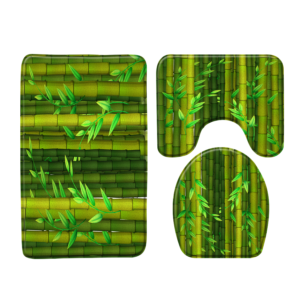 Green Bamboo Forest 3D Bathroom Mat Bath Mat Rug Set Entrance Door Mat Toilet Carpet Bathtub Accessories Bathroom Products