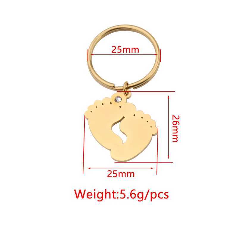 Nyckelringar 10st / parti spegel polerat rostfritt stål Key Chain Small Foot Pendant Key Chain Fashion Creative Gift 240412