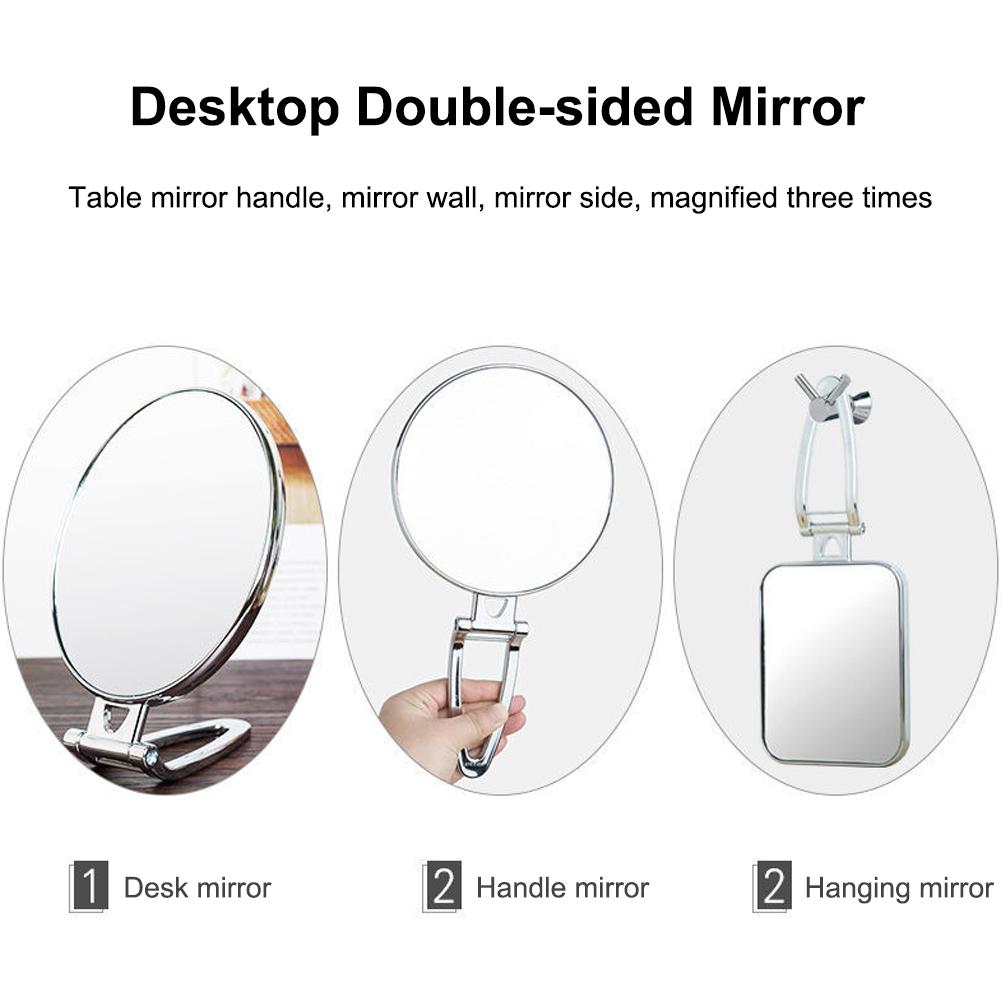 3x förstoring ljus makeup spegel dubbelsidig makeup fåfänga spegel handhållna speglar spegel kosmetiska verktyg 3 stilar