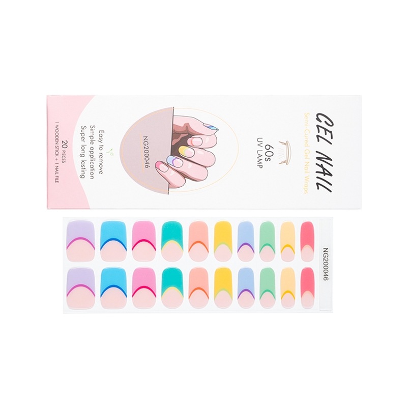 16/20Tips French Gel Strips Strips cerotto cursori adesivi Adesivi Copertura completa Gel Lunga Gel Wilps Lampada UV Necessità di manicure chiodo fai -da -te